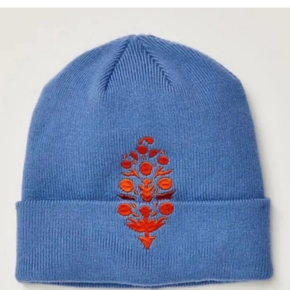 FP Movement by Free People Blue Beanie with Orange Embroidery